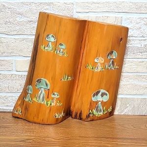 MCM MUSHROOMS PAINTED ON WOOD SHELF OR WALL ART